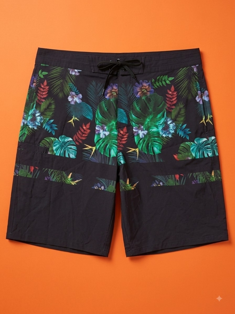 Islander Black Tropical Floral Board Shorts
